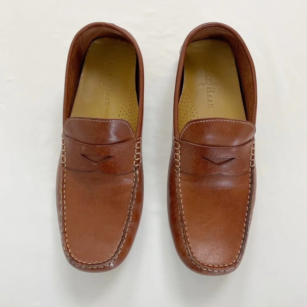 Cole Haan Men's Size 9 M Brown Loafer Leather Driving Shoes CO4534 Cushioned